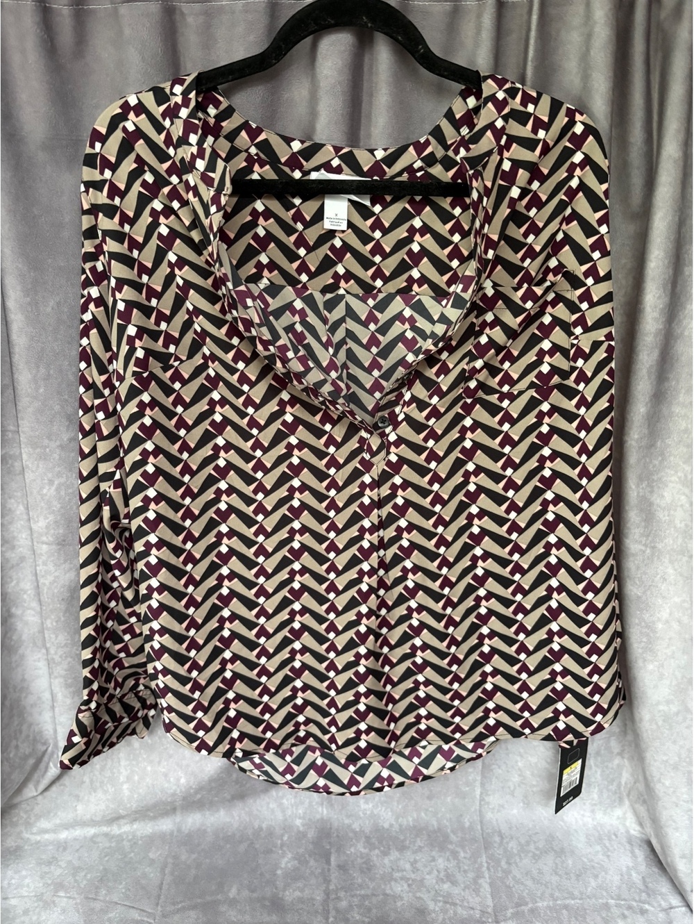 NWT Pure Energy Geometric Print Career Blouse Women’s XL Relaxed Fit Polyester